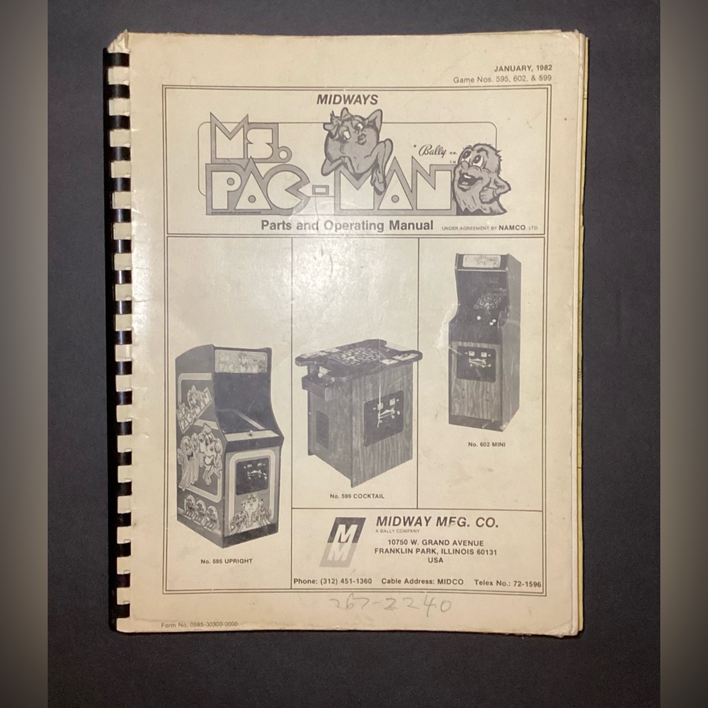 Ms. Pac-Man Parts and Operating Manual
